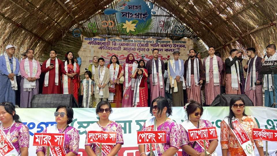 Sangrai Festival Begins in Khagrachari with Vibrant Water Celebration
