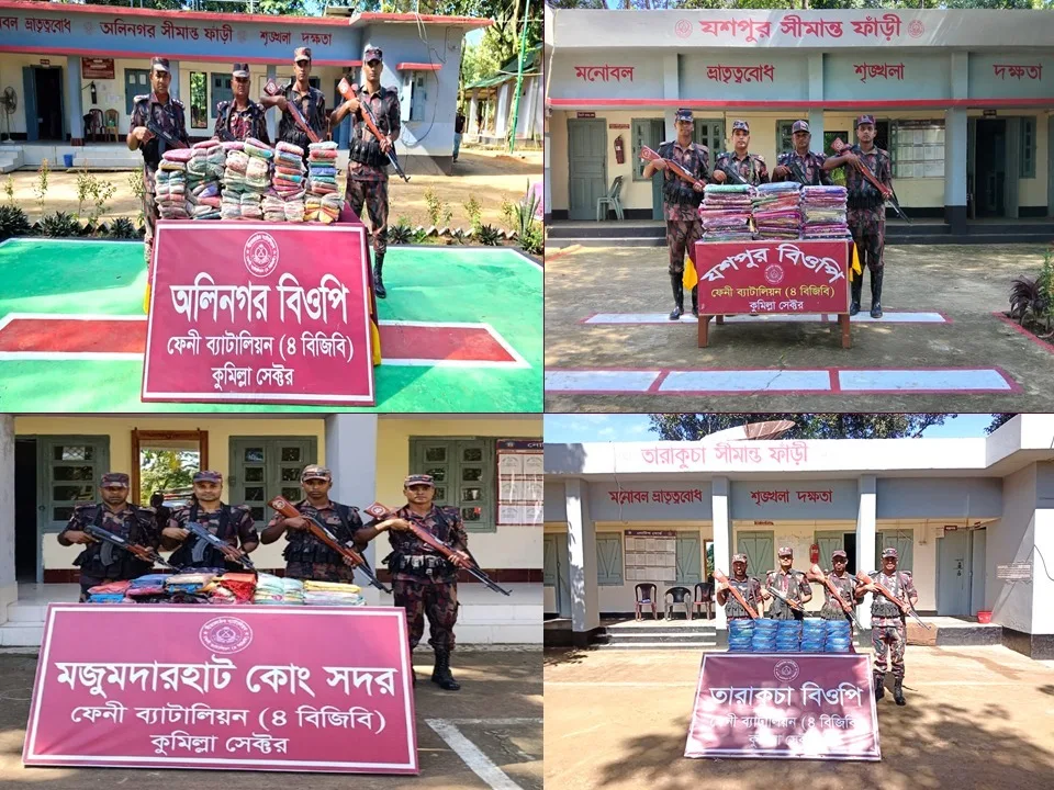 BGB Seizes Illegal Indian Goods Worth Tk 50 Lakh in Border Drives Across Feni and Chattogram